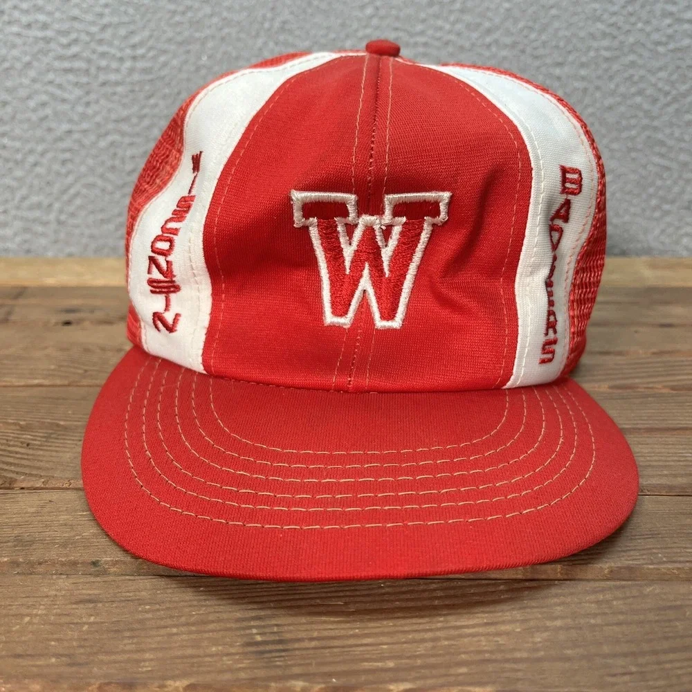 Vintage Wisconsin Badgers Hat Adult Large Red White Snapback NCAA Sports 80s 90s